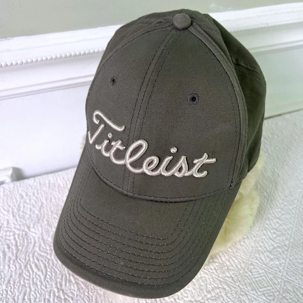 Titleist Golf Hat OSFM Mens Adjustable New Era FJ Logo Olive Green Baseball Cap